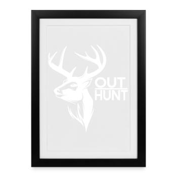 Silhouette de cerf conception de chasse en plein air - Affiche encadrée (27 × 37 cm) - noir - Devant