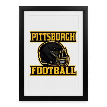 Logo du casque de football de Pittsburgh - Affiche encadrée (27 × 37 cm) - noir - Devant