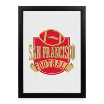 Emblème vintage du football de San Francisco - Affiche encadrée (27 × 37 cm) - noir - Devant