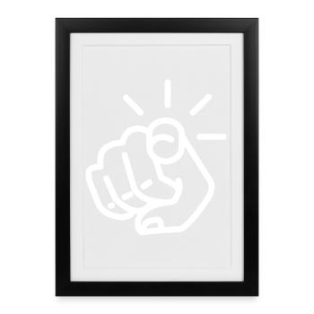 Du bist dran! Fingerzeig auf den Betrachter - Gerahmtes Poster (27 × 37 cm) - Schwarz - Vorne