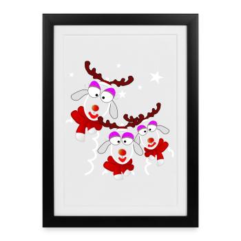 Reindeer Ladies Noël - Affiche encadrée (27 × 37 cm) - noir - Devant