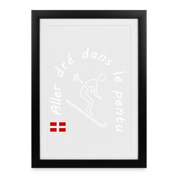 Skieur Fantaisie Inspirante - Affiche encadrée (27 × 37 cm) - noir - Devant