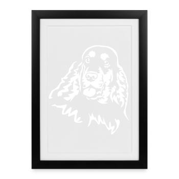 Cocker Spaniel Head « Black Edition » - Affiche encadrée (27 × 37 cm) - noir - Devant
