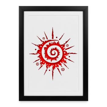 Sun Fire Wheel Été Milieu d’été - Affiche encadrée (27 × 37 cm) - noir - Devant
