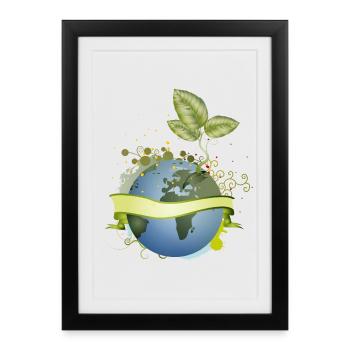 La graine dans la terre se déploie avec une bannière - Affiche encadrée (27 × 37 cm) - noir - Devant