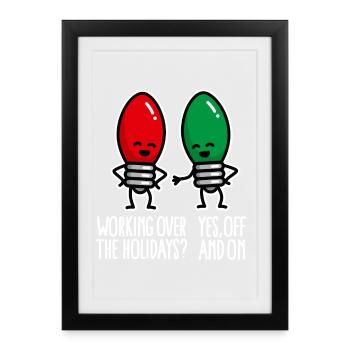 Travailler à Noël Funny Christmas Lights - Affiche encadrée (27 × 37 cm) - noir - Devant