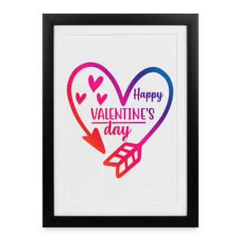 joyeux t-shirt Saint-Valentin Saint-Valentin - Affiche encadrée (27 × 37 cm) - noir - Devant