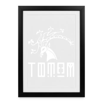 Cerf blanc animal totem - Affiche encadrée (27 × 37 cm) - noir - Devant