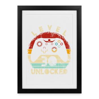 Level Unlocked Controller Retro - Framed poster (27 × 37 cm) - black - Front