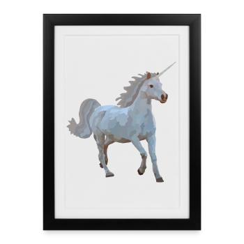 Elron, la licorne - Affiche encadrée (27 × 37 cm) - noir - Devant