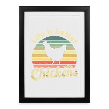 Chicken Chickens - Framed poster (27 × 37 cm) - black - Front