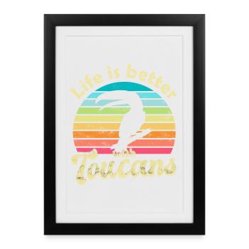 Toucan Oiseau - Affiche encadrée (27 × 37 cm) - noir - Devant