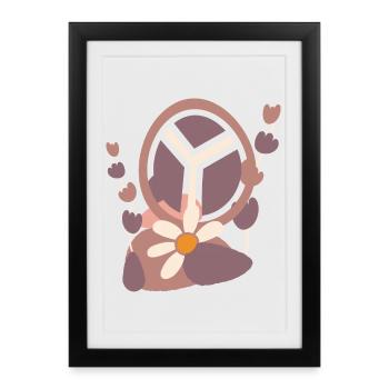 Signe de paix avec fleur - Affiche encadrée (27 × 37 cm) - noir - Devant