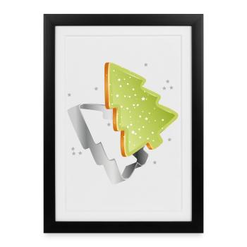 Biscuits au sapin de Noël avec glaçage vert - Affiche encadrée (27 × 37 cm) - noir - Devant