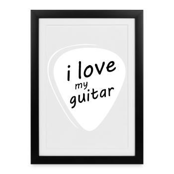 Plectrum Symbol love Musicien Guitare Icône graphique - Affiche encadrée (27 × 37 cm) - noir - Devant