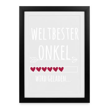 Weltbester Onkel Ankündigung Schwangerschaft Baby - Gerahmtes Poster (27 × 37 cm) - Schwarz - Vorne