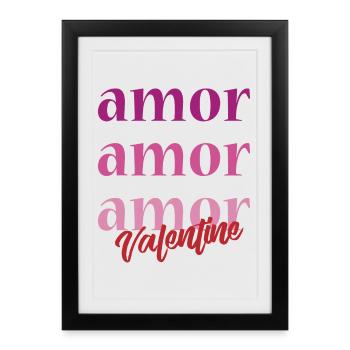 love t-shirt amor Saint-Valentin 14 février - Affiche encadrée (27 × 37 cm) - noir - Devant