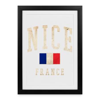 Beau drapeau français - Affiche encadrée (27 × 37 cm) - noir - Devant