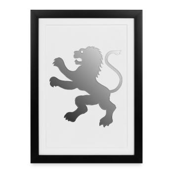 Lion en relief Animal héraldique - Affiche encadrée (27 × 37 cm) - noir - Devant