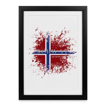 Drapeau de la Norvège grunge - Affiche encadrée (27 × 37 cm) - noir - Devant