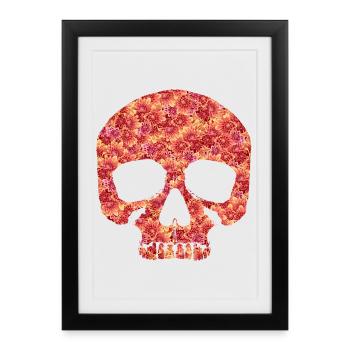 Crâne avec des fleurs - Affiche encadrée (27 × 37 cm) - noir - Devant