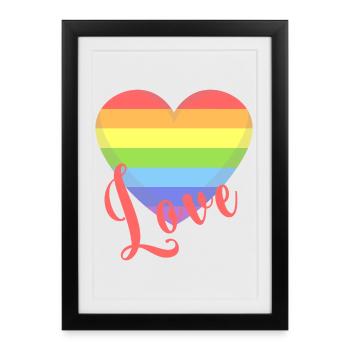 T-shirt amour gay LGBT coeur lgbtqia + idée cadeau - Affiche encadrée (27 × 37 cm) - noir - Devant