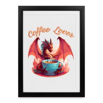 Dragon Coffee Lover - Affiche encadrée (27 × 37 cm) - noir - Devant
