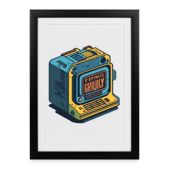 retro computer - Framed poster (27 × 37 cm) - black - Front
