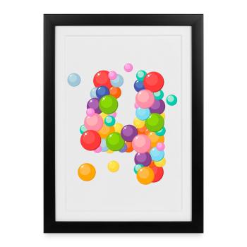 4 years, 4 years, I am 4 years old, birthday 4 years - Framed poster (27 × 37 cm) - black - Front