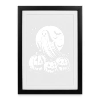 Fantôme d’Halloween - Affiche encadrée (27 × 37 cm) - noir - Devant