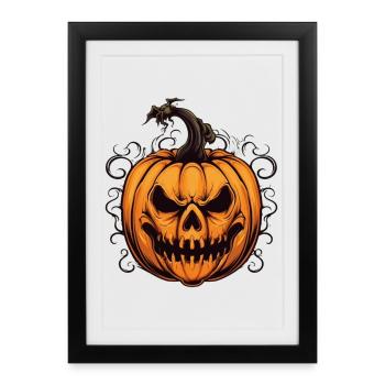 Spooky Jack-o'-lantern Halloween Design - Affiche encadrée (27 × 37 cm) - noir - Devant