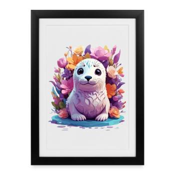 Sceau mignon - Affiche encadrée (27 × 37 cm) - noir - Devant