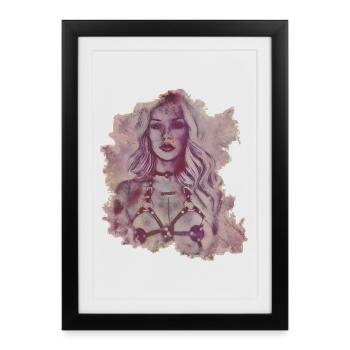 Sexy Girl Tattoo Ink BDSM Grunge T-Shirt - Affiche encadrée (27 × 37 cm) - noir - Devant
