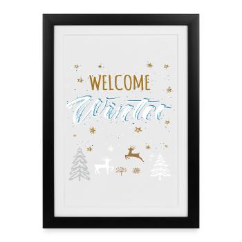 Bienvenue à l’hiver - Affiche encadrée (27 × 37 cm) - noir - Devant