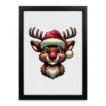 Motif de Noël festif Rudolf le renne - Affiche encadrée (27 × 37 cm) - noir - Devant