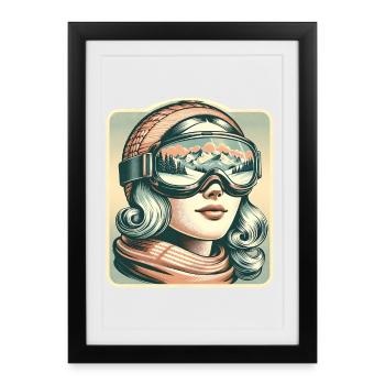 ski ski neige sports d’hiver vacances - Affiche encadrée (27 × 37 cm) - noir - Devant