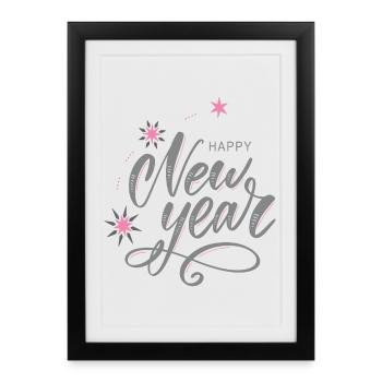 Bonne Année - Affiche encadrée (27 × 37 cm) - noir - Devant