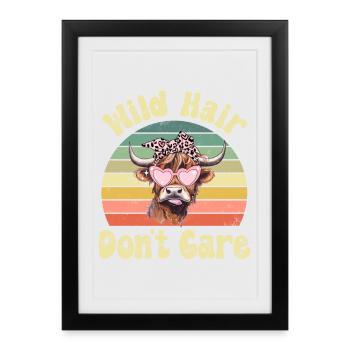 Vache bovine écossaise des Highlands - Affiche encadrée (27 × 37 cm) - noir - Devant