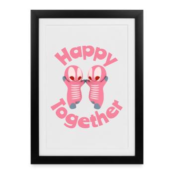 Personnages joyeux avec du cœur - Affiche encadrée (27 × 37 cm) - noir - Devant