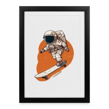 Astronaut Skateboarder in Orbit - Framed poster (27 × 37 cm) - black - Front