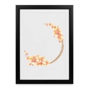 Couronne de fleurs de pêcher dans un ton pêche doux et velouté - Affiche encadrée (27 × 37 cm) - noir - Devant
