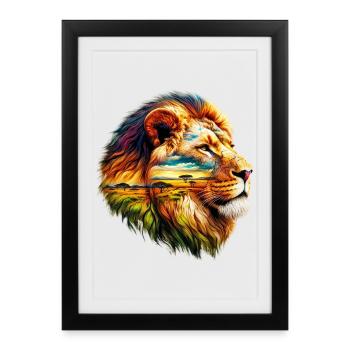 Lion - Framed poster (27 × 37 cm) - black - Front
