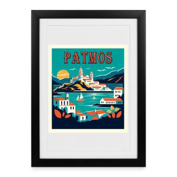 Patmos Greece Vacation Vacation Travel - Framed poster (27 × 37 cm) - black - Front