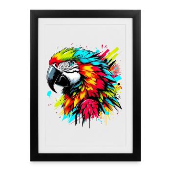 Perroquet - Affiche encadrée (27 × 37 cm) - noir - Devant