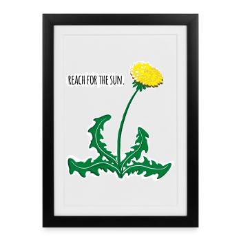 Illustration de pissenlit vive avec 🌞 motivation ! - Affiche encadrée (27 × 37 cm) - noir - Devant