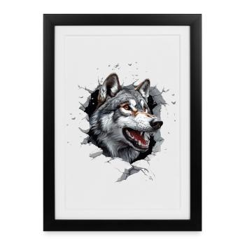 Drôle de chien-loup - Affiche encadrée (27 × 37 cm) - noir - Devant
