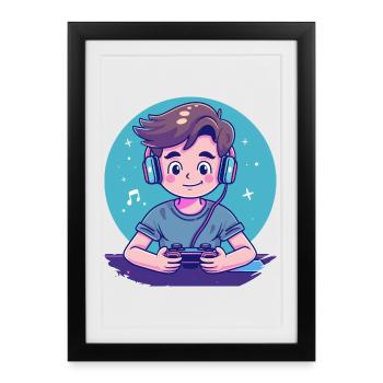 Garçon de jeu - Affiche encadrée (27 × 37 cm) - noir - Devant