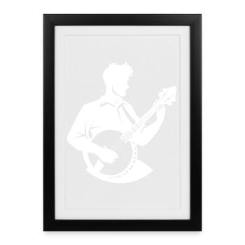 Banjo Player Drawing - Framed poster (27 × 37 cm) - black - Front