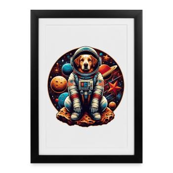 Space Pup Adventure: Astronaut Dog in the Galaxy - Framed poster (27 × 37 cm) - black - Front
