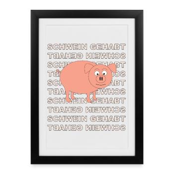 Pig with writing in the background - Framed poster (27 × 37 cm) - black - Front